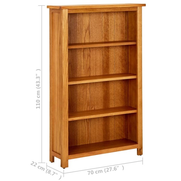 Estantería de 4 niveles de madera maciza de roble 70x22x110 cm Estantería de 4 niveles de madera maciza de roble 70x22x110 cm
