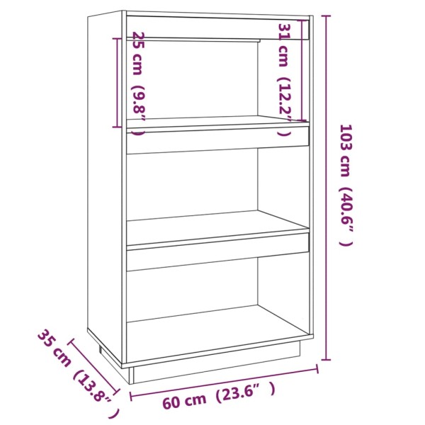 Estantería/divisor de espacios madera maciza pino 60x35x103 cm Estantería/divisor de espacios madera maciza pino 60x35x103 cm