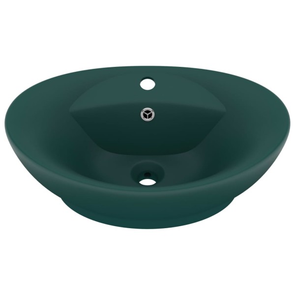 Lavabo lujo con rebosadero cerámica verde oscuro 58,5x39 cm Lavabo lujo con rebosadero cerámica verde oscuro 58,5x39 cm