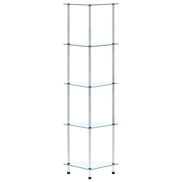 Estantería 5 niveles cristal templado transparente 30x30x130 cm