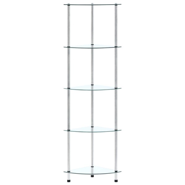 Estantería 5 niveles cristal templado transparente 30x30x130 cm