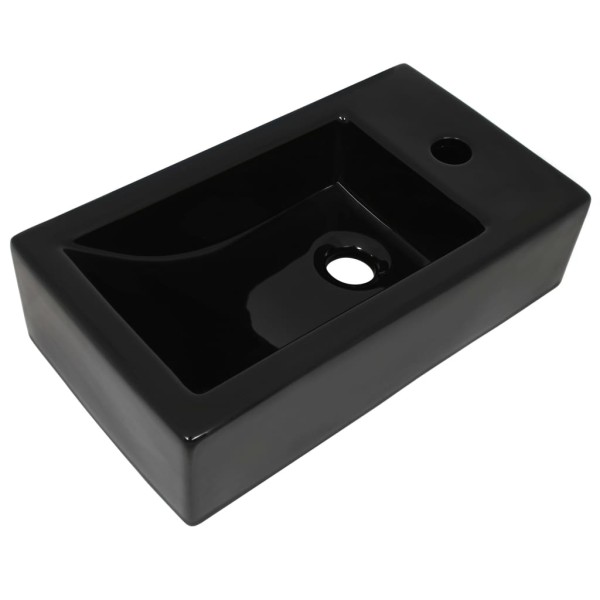 Lavabo con agujero grifo rectangular cerámica 46x25,5x12 negro Lavabo con agujero grifo rectangular cerámica 46x25,5x12 negro