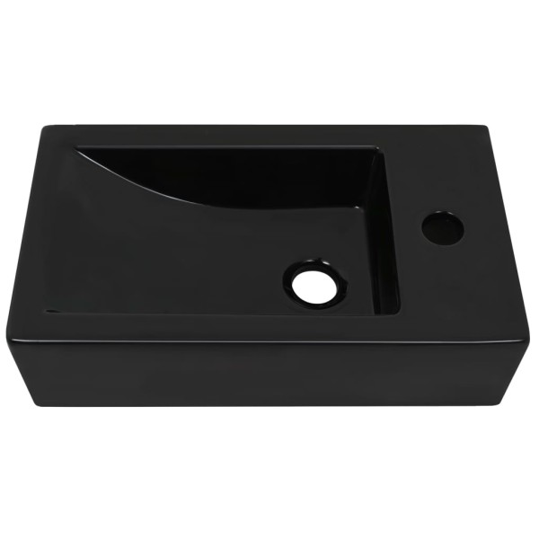 Lavabo con agujero grifo rectangular cerámica 46x25,5x12 negro Lavabo con agujero grifo rectangular cerámica 46x25,5x12 negro