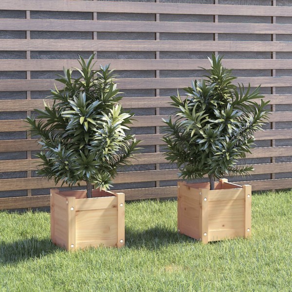 Jardineras 2 uds madera maciza de pino 31x31x31 cm Jardineras 2 uds madera maciza de pino 31x31x31 cm