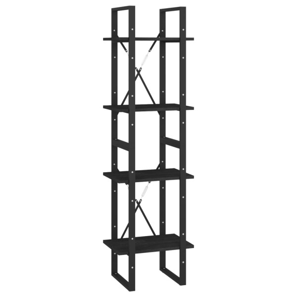 Estantería 4 niveles madera maciza de pino negro 40x30x140 cm Estantería 4 niveles madera maciza de pino negro 40x30x140 cm