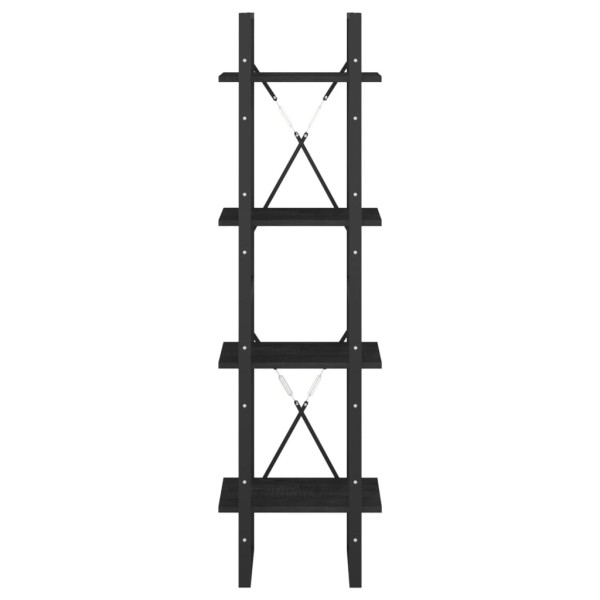 Estantería 4 niveles madera maciza de pino negro 40x30x140 cm Estantería 4 niveles madera maciza de pino negro 40x30x140 cm