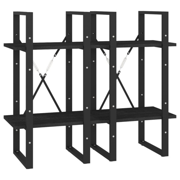Estantería 4 niveles madera maciza de pino negro 40x30x140 cm Estantería 4 niveles madera maciza de pino negro 40x30x140 cm