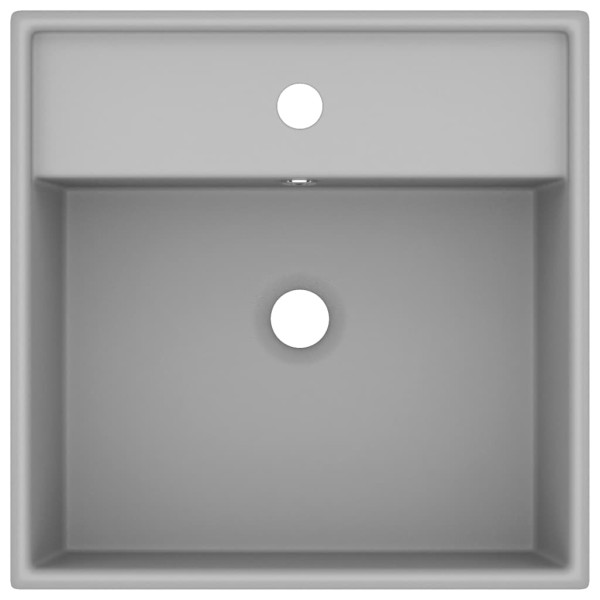 Lavabo cuadrado rebosadero cerámica gris claro mate 41x41 cm Lavabo cuadrado rebosadero cerámica gris claro mate 41x41 cm