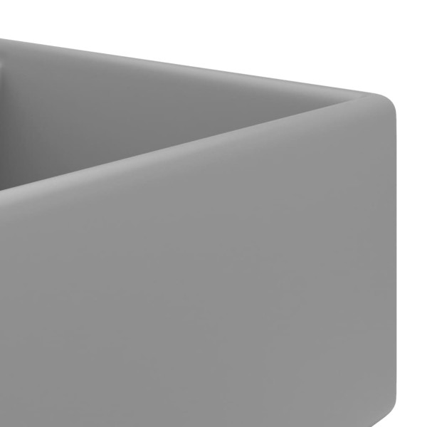 Lavabo cuadrado rebosadero cerámica gris claro mate 41x41 cm Lavabo cuadrado rebosadero cerámica gris claro mate 41x41 cm