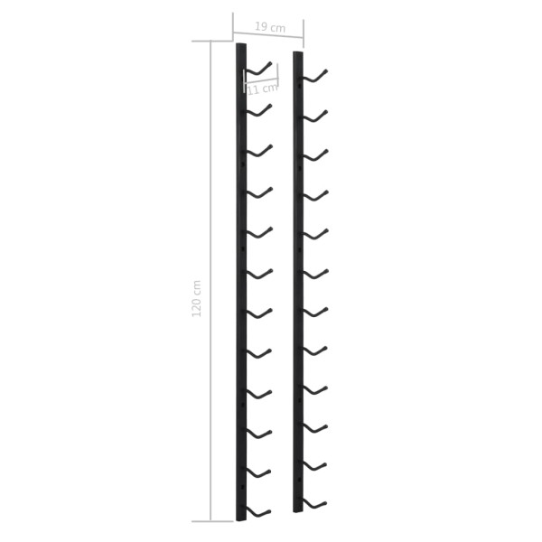 Botellero de pared para 12 botellas hierro negro Botellero de pared para 12 botellas hierro negro