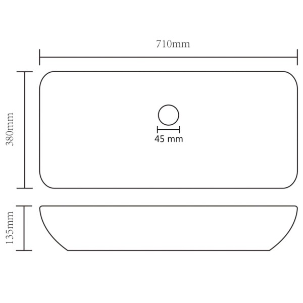 Lavabo de lujo de cerámica rectangular azul claro mate 71x38 cm Lavabo de lujo de cerámica rectangular azul claro mate 71x38 cm