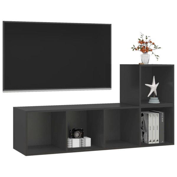 Juego de muebles de salón 2 piezas madera de ingeniería gris Juego de muebles de salón 2 piezas madera de ingeniería gris