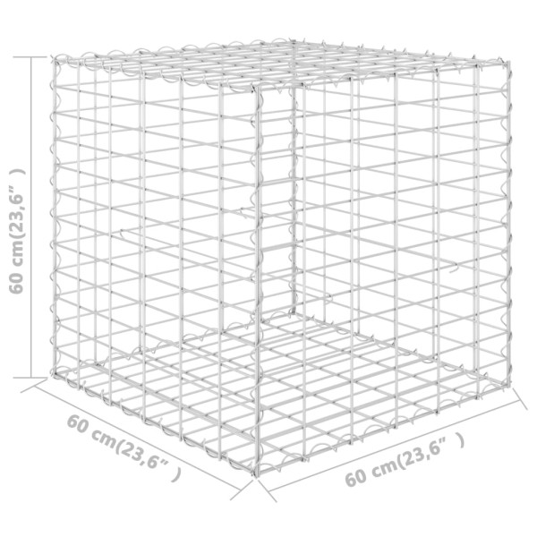Arriate de gaviones cúbico alambre de acero 60x60x60 cm Arriate de gaviones cúbico alambre de acero 60x60x60 cm