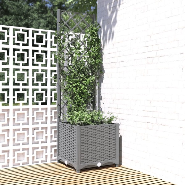 Jardinera con enrejado PP gris claro 40x40x136 cm Jardinera con enrejado PP gris claro 40x40x136 cm
