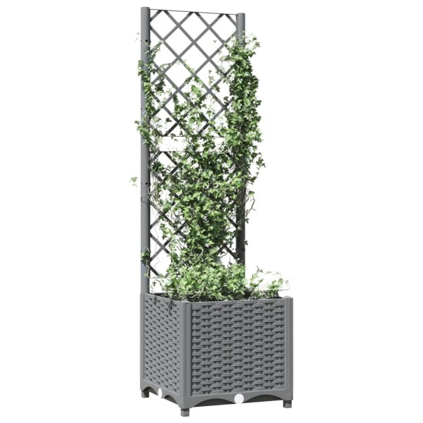 Jardinera con enrejado PP gris claro 40x40x136 cm Jardinera con enrejado PP gris claro 40x40x136 cm