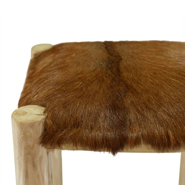 Taburete de cocina de cuero auténtico y madera de teca maciza Taburete de cocina de cuero auténtico y madera de teca maciza
