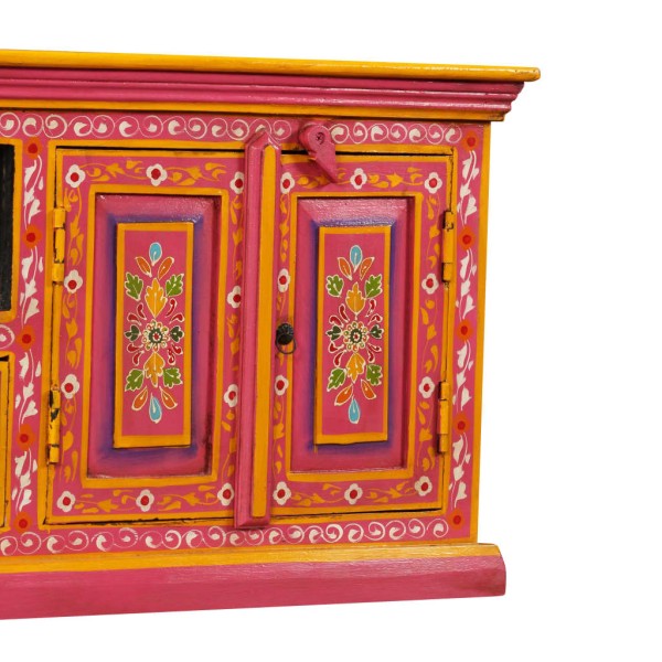 Mueble para la TV de madera maciza de mango rosa pintada a mano Mueble para la TV de madera maciza de mango rosa pintada a mano