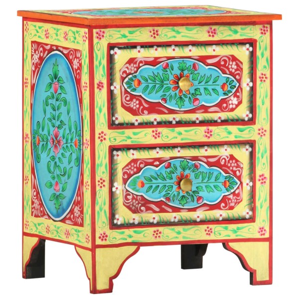 Mesita de noche pintada a mano madera maciza mango 40x30x50 cm Mesita de noche pintada a mano madera maciza mango 40x30x50 cm