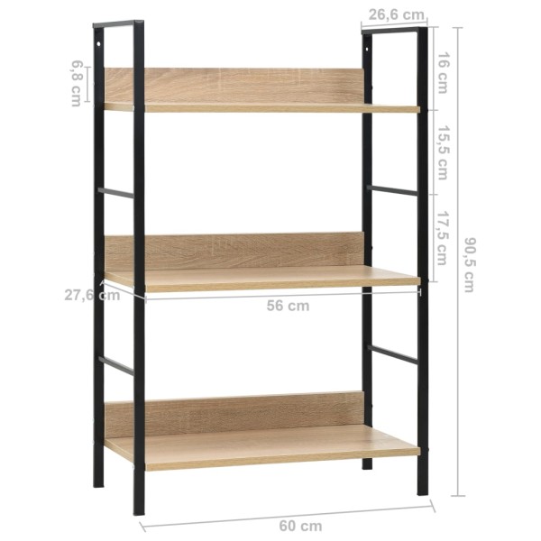 Estantería de 3 niveles madera ingeniería roble 60x27,6x90,5 cm Estantería de 3 niveles madera ingeniería roble 60x27,6x90,5 cm