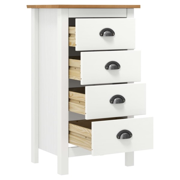 Mesita de noche Hill madera maciza de pino blanco 46x35x49,5 cm Mesita de noche Hill madera maciza de pino blanco 46x35x49,5 cm