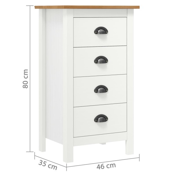 Mesita de noche Hill madera maciza de pino blanco 46x35x49,5 cm Mesita de noche Hill madera maciza de pino blanco 46x35x49,5 cm