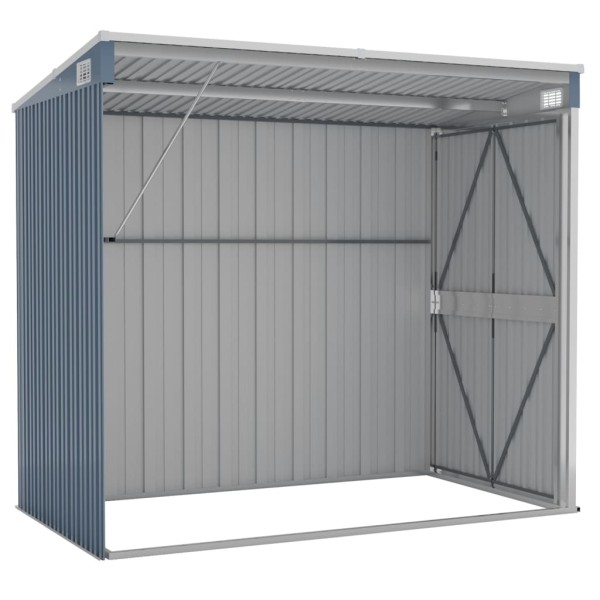 Cobertizo de jardín pared acero galvanizado gris 118x194x178cm