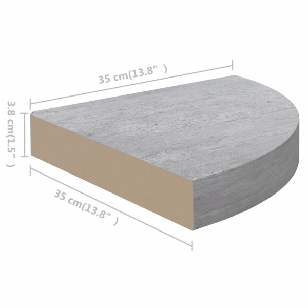 Estante de esquina de pared 2 uds MDF gris hormigón 35x35x3,8cm Estante de esquina de pared 2 uds MDF gris hormigón 35x35x3,8cm