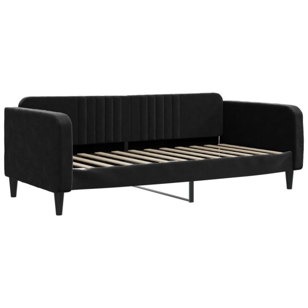 Sofá cama con colchón terciopelo negro 100x200 cm