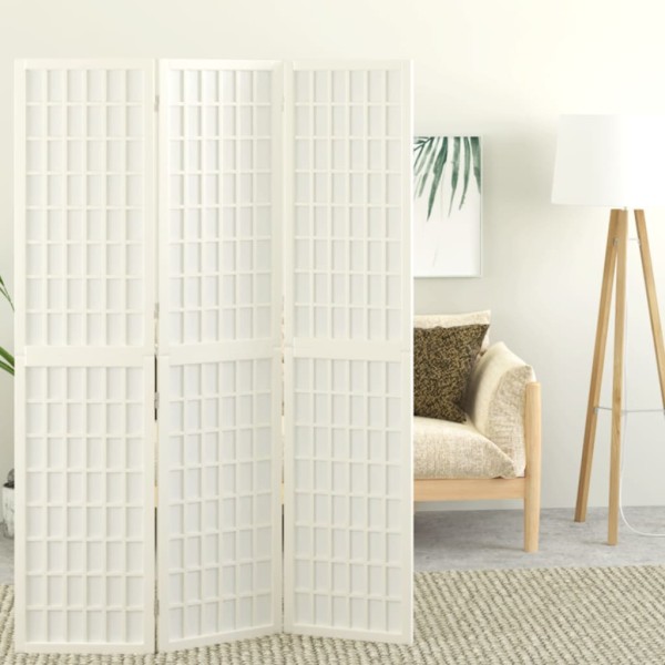 Biombo plegable con 3 paneles estilo japonés blanco 120x170 cm Biombo plegable con 3 paneles estilo japonés blanco 120x170 cm