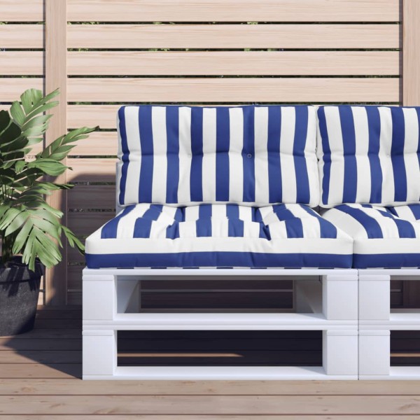 Cojín para palés tela a rayas azul y blanco 80x40x12 cm Cojín para palés tela a rayas azul y blanco 80x40x12 cm