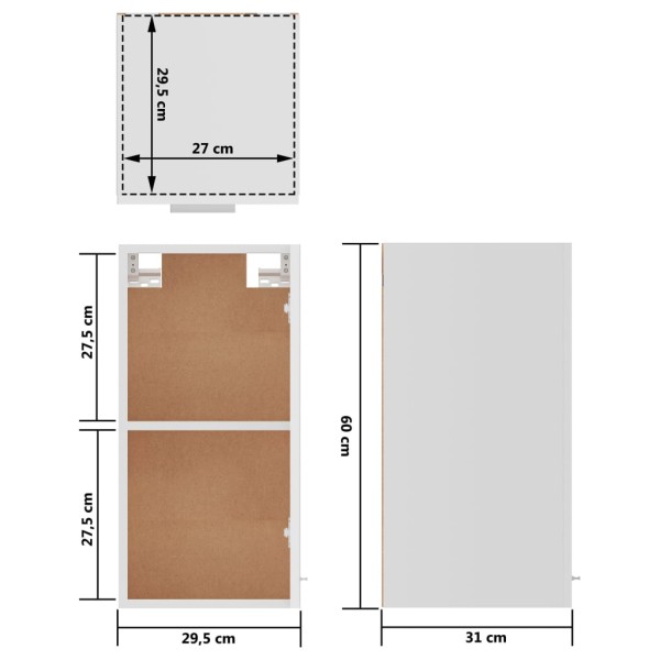 Armario colgante cocina madera de ingeniería 29,5x31x60cm Armario colgante cocina madera de ingeniería 29,5x31x60cm