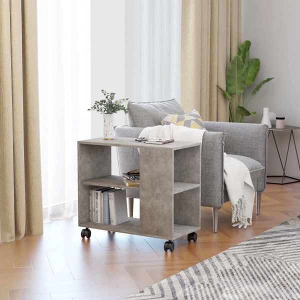 Mesa auxiliar de madera contrachapada gris hormigón 70x35x55 cm Mesa auxiliar de madera contrachapada gris hormigón 70x35x55 cm