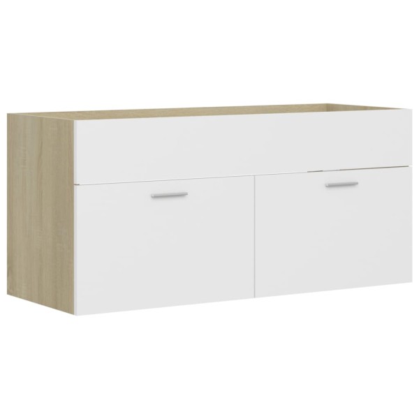 Set de muebles de baño 2 pzas madera contrachapada blanco roble Set de muebles de baño 2 pzas madera contrachapada blanco roble