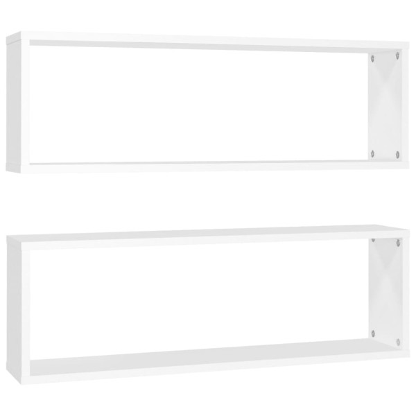 Estantes cubo de pared 2 uds contrachapado blanco 80x15x26,5 cm