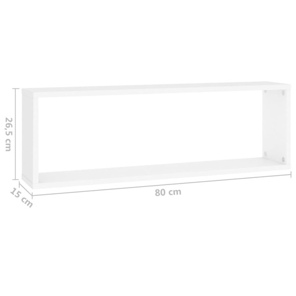 Estantes cubo de pared 2 uds contrachapado blanco 80x15x26,5 cm