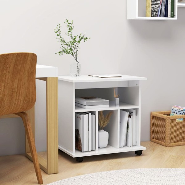 Armario ruedas madera contrachapada blanco brillante 60x45x60cm Armario ruedas madera contrachapada blanco brillante 60x45x60cm