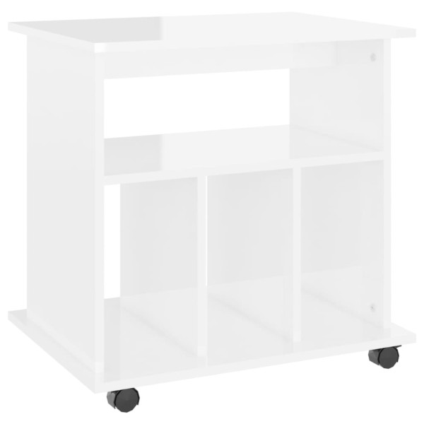 Armario ruedas madera contrachapada blanco brillante 60x45x60cm Armario ruedas madera contrachapada blanco brillante 60x45x60cm