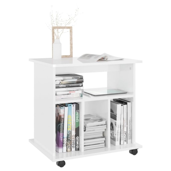Armario ruedas madera contrachapada blanco brillante 60x45x60cm Armario ruedas madera contrachapada blanco brillante 60x45x60cm