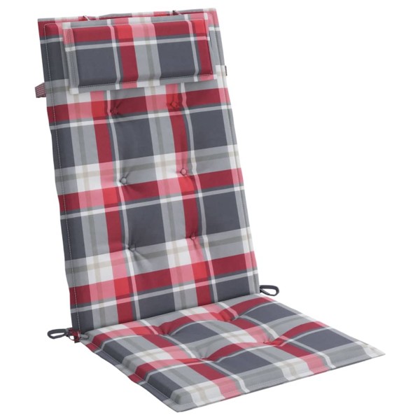 Cojines de silla respaldo alto 4 uds tela Oxford a cuadros rojo Cojines de silla respaldo alto 4 uds tela Oxford a cuadros rojo