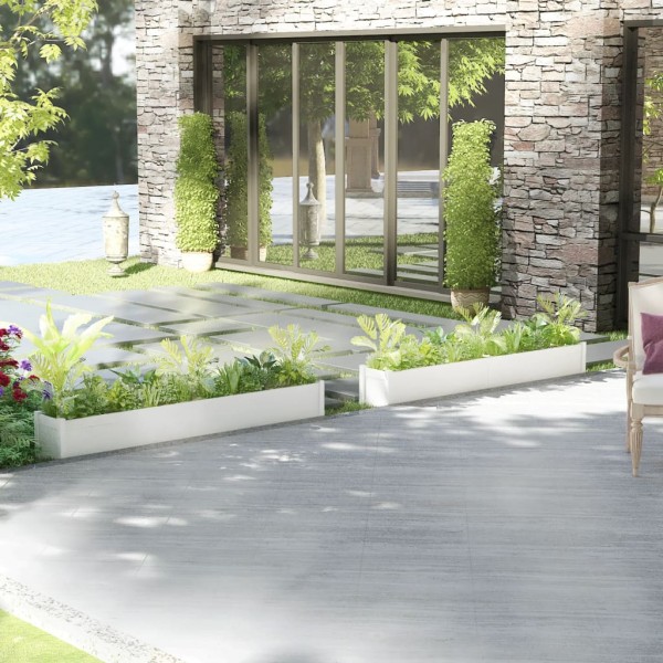 Jardineras de madera maciza de pino blanca 2 uds 200x31x31 cm Jardineras de madera maciza de pino blanca 2 uds 200x31x31 cm