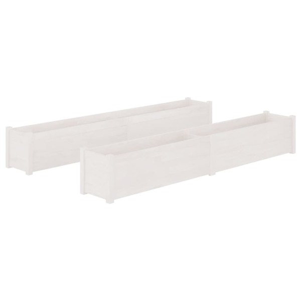 Jardineras de madera maciza de pino blanca 2 uds 200x31x31 cm Jardineras de madera maciza de pino blanca 2 uds 200x31x31 cm