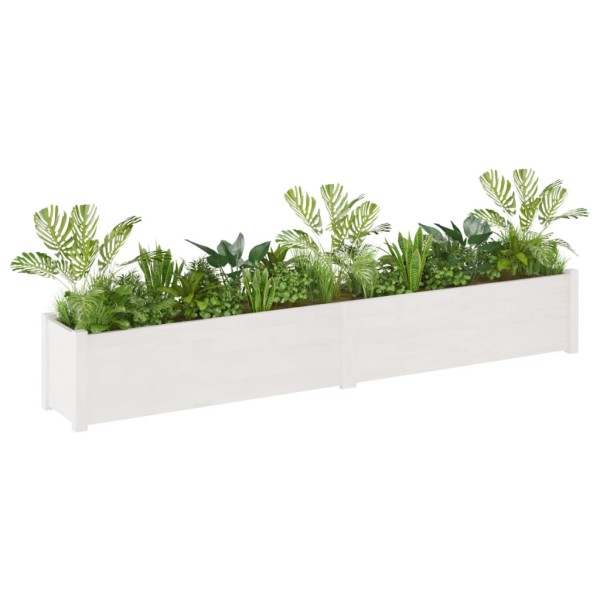 Jardineras de madera maciza de pino blanca 2 uds 200x31x31 cm Jardineras de madera maciza de pino blanca 2 uds 200x31x31 cm