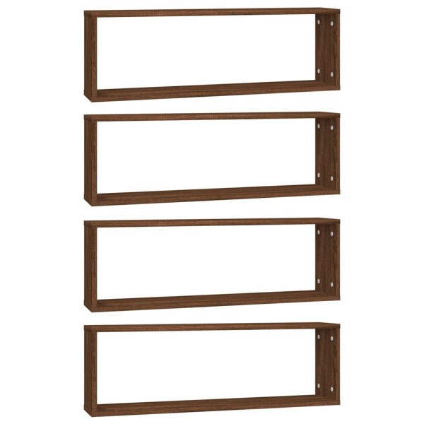 Estante cúbico de pared 4 uds madera roble marrón 80x15x26,5cm Estante cúbico de pared 4 uds madera roble marrón 80x15x26,5cm