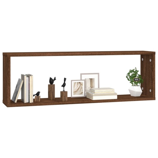 Estante cúbico de pared 4 uds madera roble marrón 80x15x26,5cm Estante cúbico de pared 4 uds madera roble marrón 80x15x26,5cm