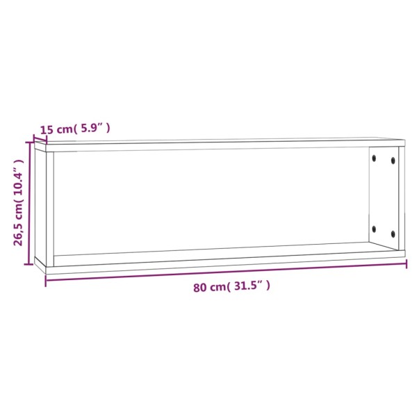 Estante cúbico de pared 4 uds madera roble marrón 80x15x26,5cm Estante cúbico de pared 4 uds madera roble marrón 80x15x26,5cm