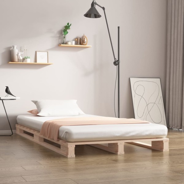 Cama de palets de madera maciza de pino 75x190 cm Cama de palets de madera maciza de pino 75x190 cm