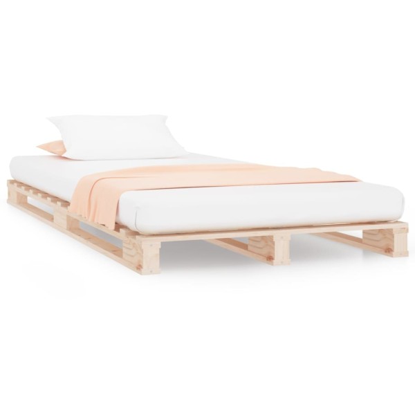 Cama de palets de madera maciza de pino 75x190 cm Cama de palets de madera maciza de pino 75x190 cm