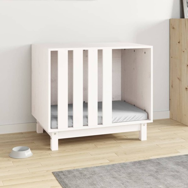 Caseta para perros madera maciza de pino blanco 70x50x62 cm