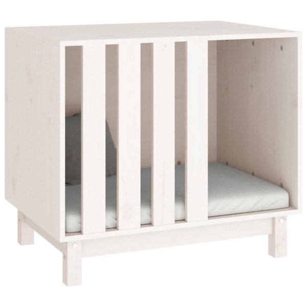 Caseta para perros madera maciza de pino blanco 70x50x62 cm
