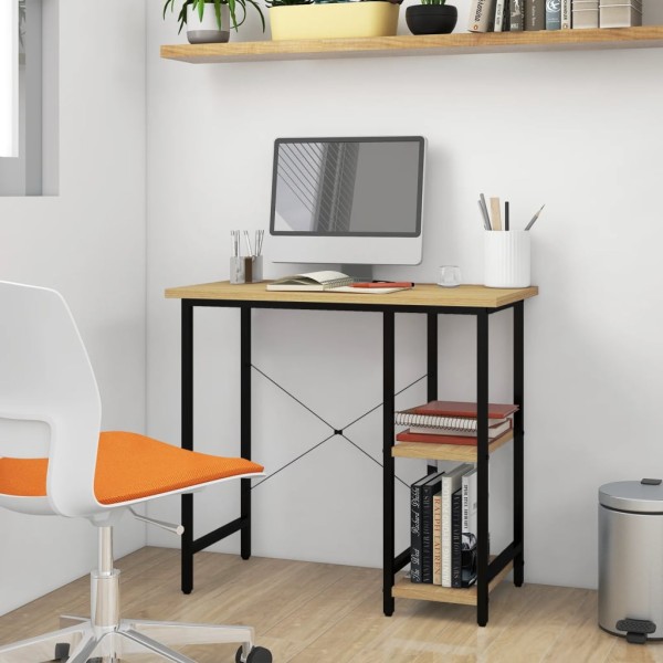 Escritorio para ordenador MDF metal negro roble 80x40x72 cm Escritorio para ordenador MDF metal negro roble 80x40x72 cm
